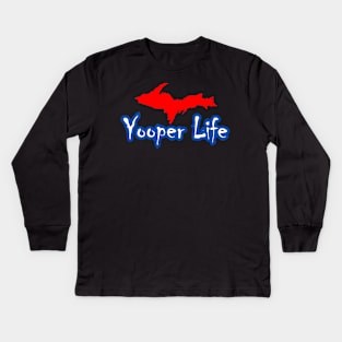 YOOPER LIFE RED WHITE & BLUE Kids Long Sleeve T-Shirt